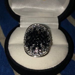 Black and white crystal ring